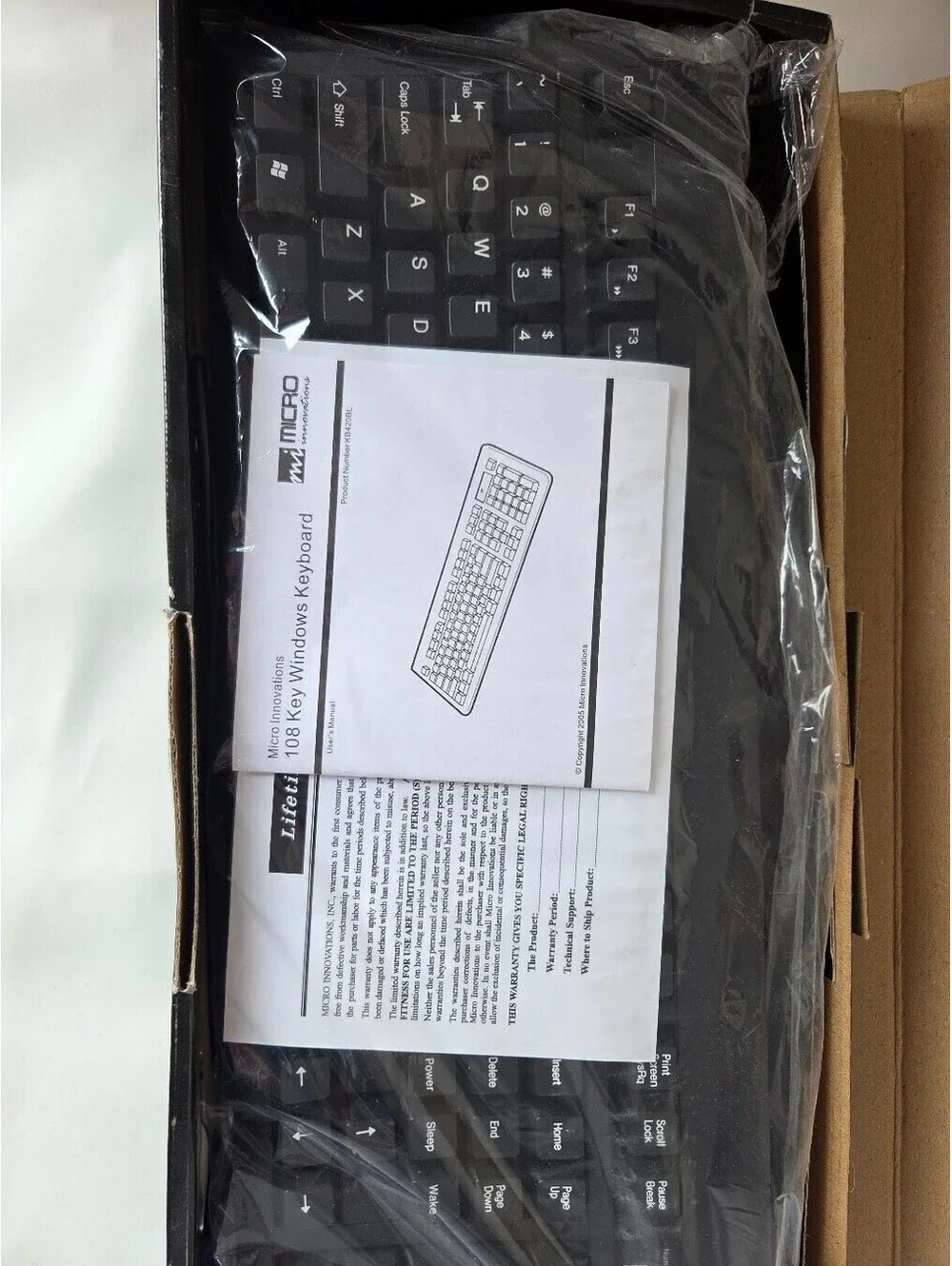 Micro 108-Key Windows Keyboard Boxed PS2 Vintage Turbo Control ACPI Keys